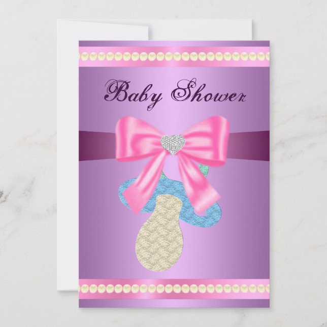 Invitación a Baby Shower con Pacífico púrpura (Anverso)