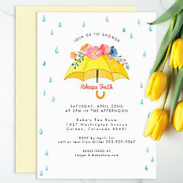 Invitación a Baby Shower con paraguas florales - S