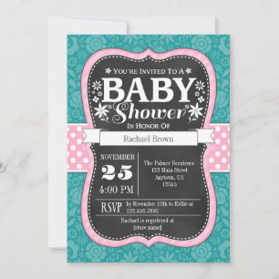 Invitación a Baby Shower con placa de cartón Verde