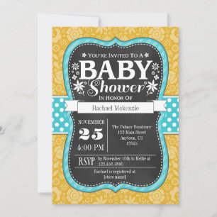Invitación a Baby Shower con placa de Chalkboard V