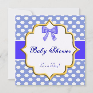 Invitación a Baby Shower con Punto de Polka Azul