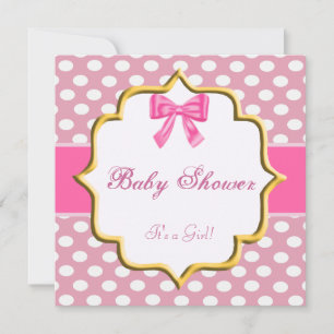 Invitación a Baby Shower con Punto de Polka Rosa