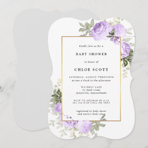 Invitación a Baby Shower con Rosa floral ligero pú