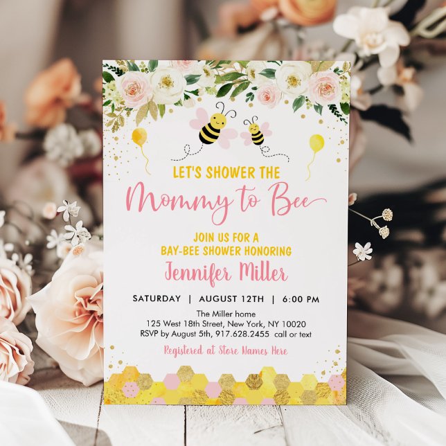 Invitación a Baby Shower con sabor a abeja rosada (Subido por el creador)
