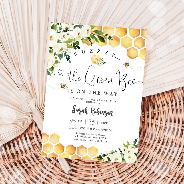 Invitación a Baby Shower con tema de Abejas (Subido por el creador)