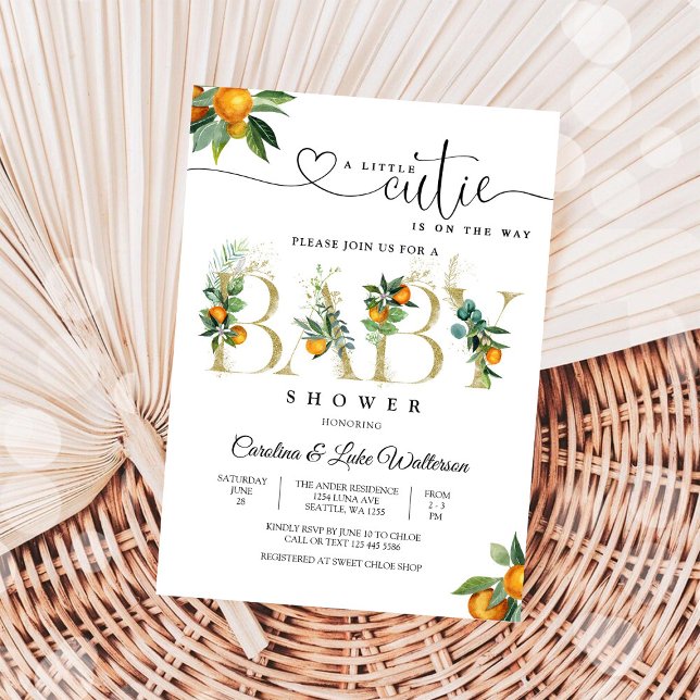 Invitación a Baby Shower con tema de Cítricos (Subido por el creador)