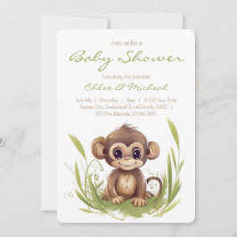 Invitación a Baby Shower con tema de mono