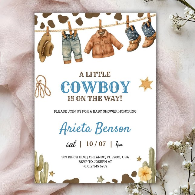 Invitación a baby shower con tema de vaquero (Subido por el creador)