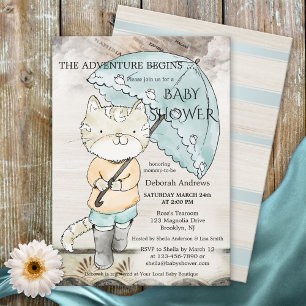 Invitación a Baby Shower con tema de viajes de Kit