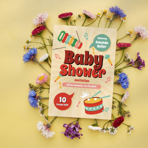 Invitación a Baby Shower con tema musical
