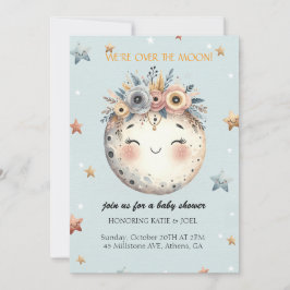 Invitación a Baby Shower con temas celestes