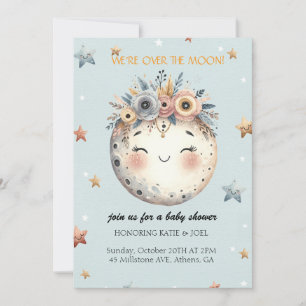 Invitación a Baby Shower con temas celestes