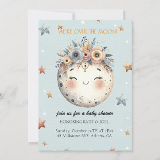 Invitación a Baby Shower con temas celestes