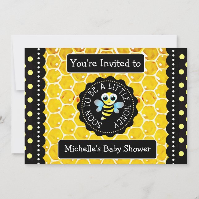 Invitación a Baby Shower con temas de Bumblebee Ho (Anverso)