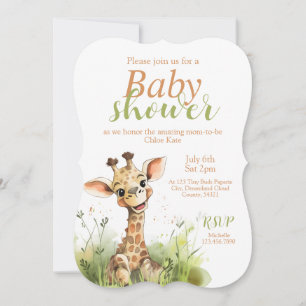Invitación a Baby Shower con temas de jirafa