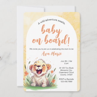 Invitación a Baby Shower con temas de León