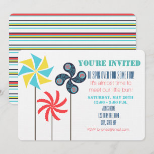Invitación a Baby Shower con temas de PinWheel