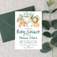 Invitación a Baby Shower con temas de Safari Zoo A