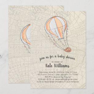Invitación a Baby Shower con temas de viajes