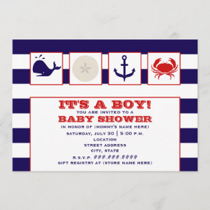 Invitación a Baby Shower con temática oceánica