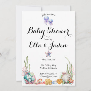 Invitación a Baby Shower con temática oceánica