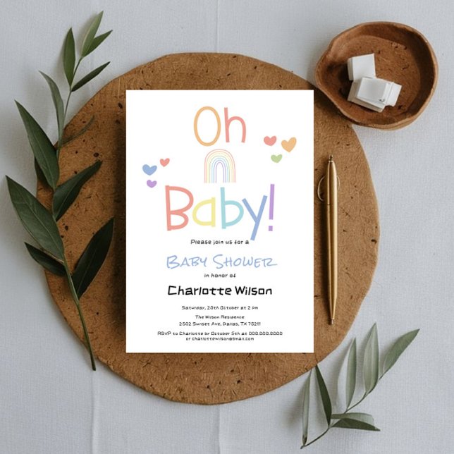 Invitación a Baby Shower con un arcoiris colorido (Subido por el creador)