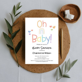 Invitación a Baby Shower con un arcoiris colorido