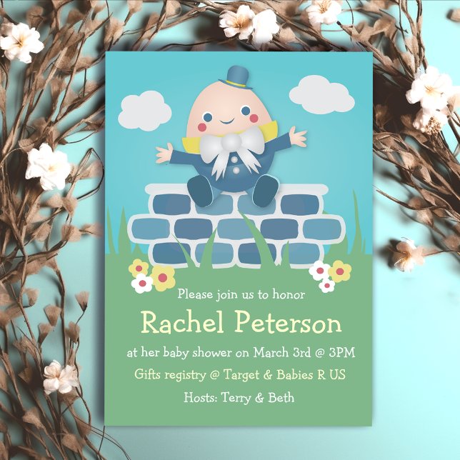 Invitación a Baby Shower con un humpty Dumpty Blue (Blue Cute Humpty Dumpty Baby Shower Invitation
)