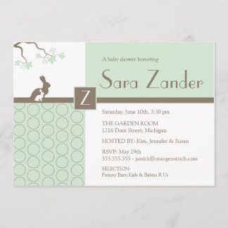 Invitación a Baby Shower - Conejo madre y bebé