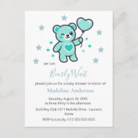 Invitación a Baby Shower Corazón de Osito Teddy Li
