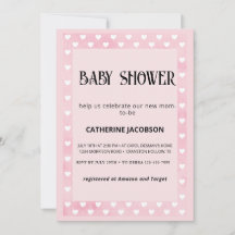 Invitación a baby shower corazones en rosa