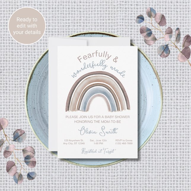 Invitación a Baby Shower Cristiano Tema Arcoíris (Subido por el creador)