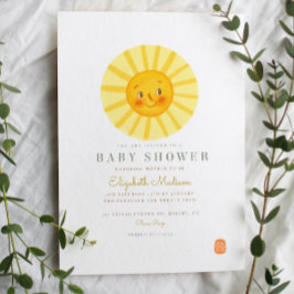 Invitación a Baby Shower Cute Happy Sun