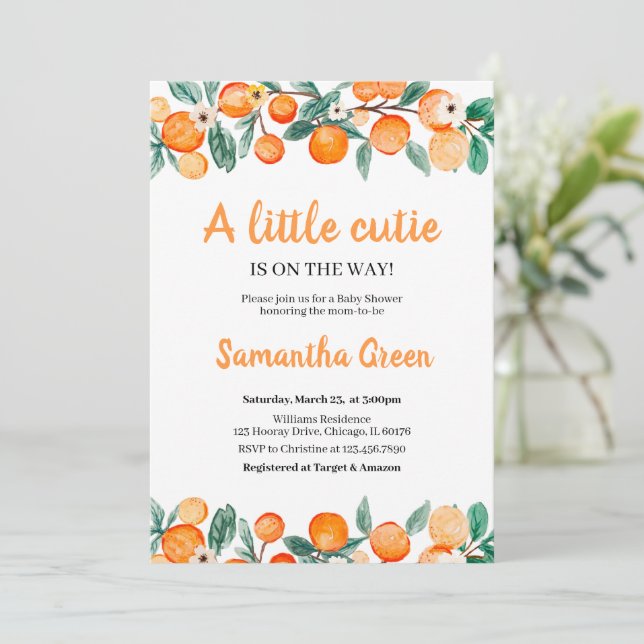 Invitación a Baby Shower Cutie (Anverso de pie)