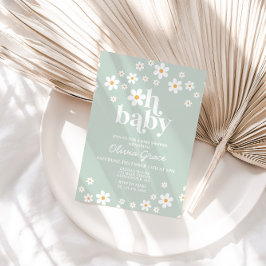 Invitación a Baby Shower Daisy Retro Floral
