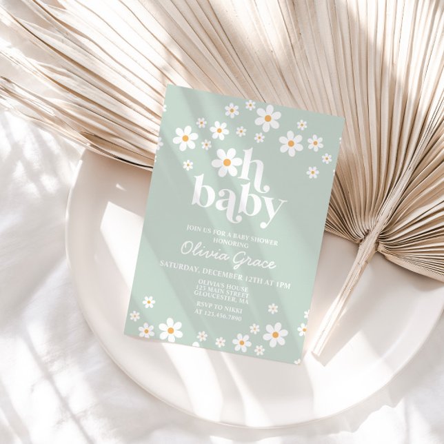 Invitación a Baby Shower Daisy Retro Floral (Subido por el creador)