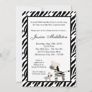 Invitación a Baby Shower de 5 x 7 Zebra Momma and
