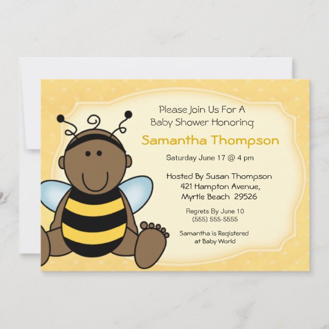 Invitación a Baby Shower de Abejas Africanas (Anverso)