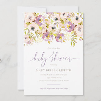 Invitación a Baby Shower de acuarela floral