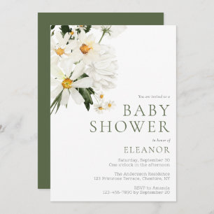Invitación a Baby Shower de acuarela floral