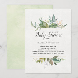 Invitación a Baby Shower de acuarela floral