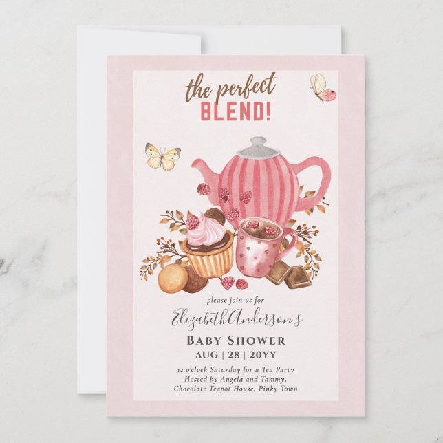 Invitación a Baby Shower de Adorable Tea Fiesta (Anverso)