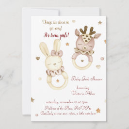 Invitación a Baby Shower de Adorable Twin Chicas
