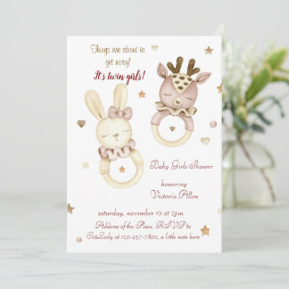 Invitación a Baby Shower de Adorable Twin Chicas