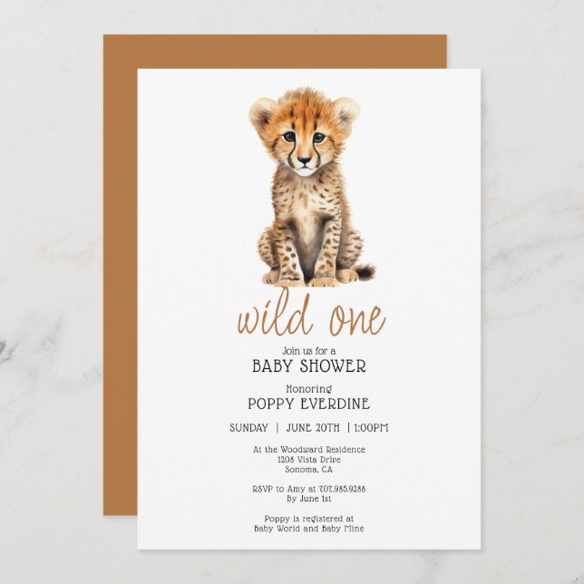 Invitación a Baby Shower de African Savannah Wild  (Anverso / Reverso)
