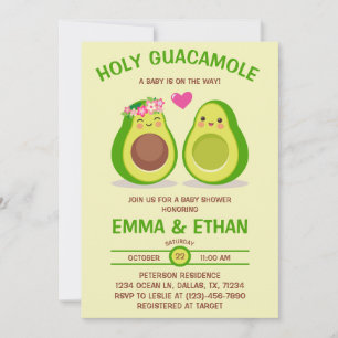 Invitación a baby shower de aguacate Holy Guacamol