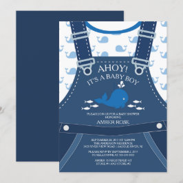 Invitación a Baby Shower de Ahoy Whale Nautical