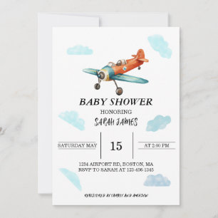 Invitación a Baby Shower de Airplane Sky