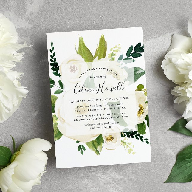 Invitación a Baby Shower de Alabaster Floral (Subido por el creador)