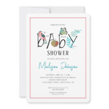 Invitación a baby shower de alfabeto ABC para bebé